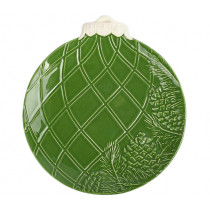 Чиния Christmas Ornaments Pine Cones Green, Bordallo Pinheiro, плитка, дизаѝнерска керамика, 24.3 х 22 см