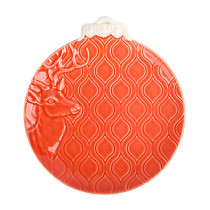 Чиния Christmas Ornaments Reindeer Red, Bordallo Pinheiro, плитка, дизаѝнерска керамика, Ø 24.5 см