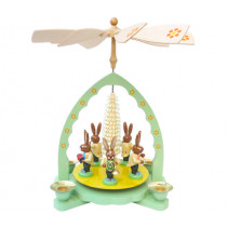 Декоративна пирамида "Зайчета музиканти", с поставки за свещи, 27см 
