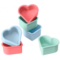 Форми за мъфини Lurch FlexiForm Mini Heart Pastel Mix, платинен силикон, 6 бр. комплект