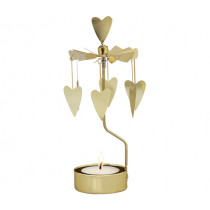 Декоративна термо пирамида Pluto Design Heart Gold, въртяща се, 16.5 см