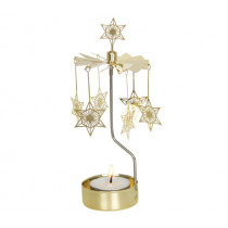 Декоративна термо пирамида Pluto Design Art Deco Gold, въртяща се, 16.5 см