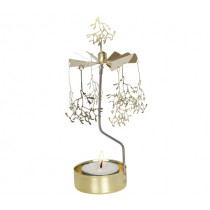 Декоративна термо пирамида Pluto Mistletoe Gold, въртяща се, 16.5 см