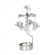 Декоративна термо пирамида Pluto Flying Angel Silver, въртяща се, 16.5 см