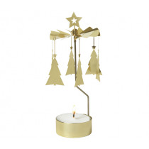 Декоративна термо пирамида Pluto Design Tree Bow Gold, въртяща се, 20 см