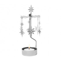 Декоративна термо пирамида Pluto Northern Star Silver, въртяща се, 16.5 см