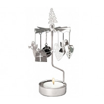 Декоративна термична пирамида Pluto X-Mas Angels & Gifts Silver, въртяща се, 16.5см