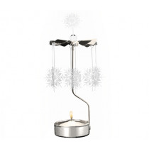 Декоративна термична пирамида Pluto Design White Star Silver, въртяща се, 16.5 см