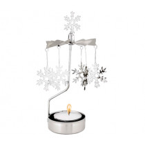 Декоративна термо пирамида Pluto Snowflake Silver, въртяща се, 16.5 см