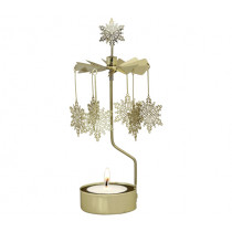 Декоративна термо пирамида Pluto Design Snow Star Gold, въртяща се, 16.5 см