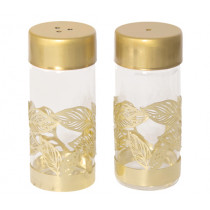 Комплект солница и пиперница Pluto Greenary Gold, стъкло и метал, 7 см