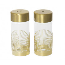 Комплект солница и пиперница Pluto Design Sun Gold, стъкло и метал, 7 x 3 см