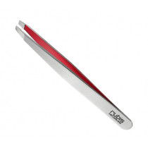 Скосена козметична пинсета Rubis Red Inside, инокс, 9 см