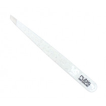 Скосена козметична пинсета Rubis Glossy White
