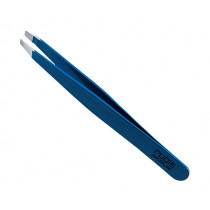 Козметична пинсета Rubis Classic Blue Slant, скосена, хирургическа стомана, 9 см