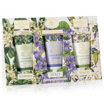 Крем за ръце Saponificio Artigianale Fiorentino - Pitosforo, Violetta, Gelsomino, комплект 3 x 100 мл